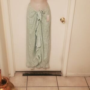 Light Green Ruffle Wrap Maxi Skirt